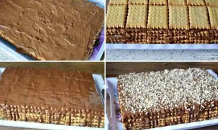 Bucură-te de un delicios tort de biscuiți, ușor de făcut și fără nevoie de coacere!