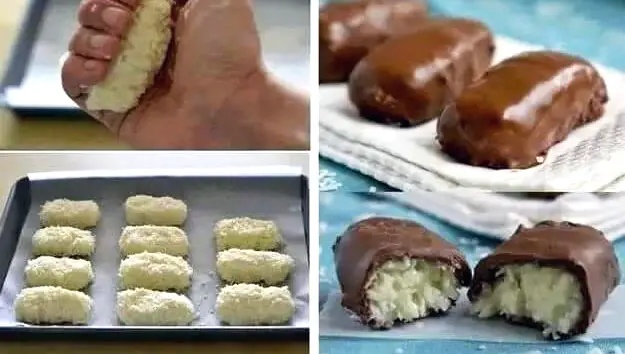 Descoperă cum să prepari rapid și ușor bomboanele Bounty de cocos și glazură de ciocolată