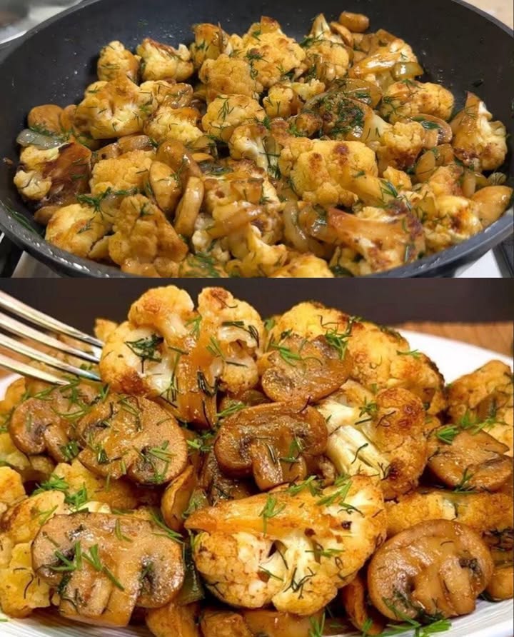 De-ți lingi degetele! Conopidă delicioasă cu ciuperci  o combinație irezistibilă