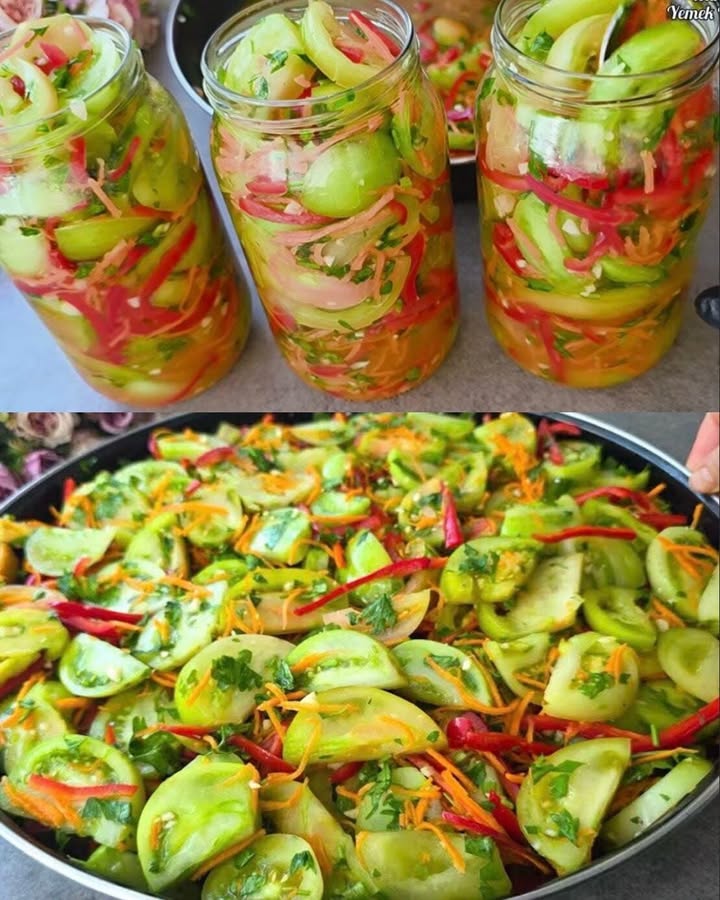 Fără apă și fără gătit De îți lingi degetele! Salată din roșii verzi crocante