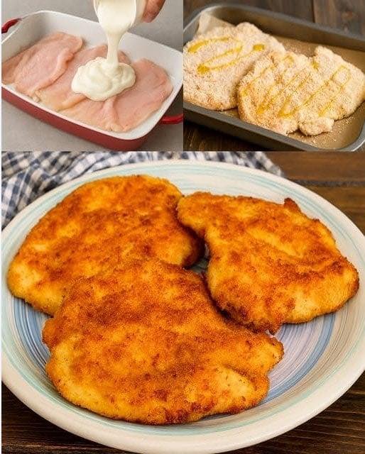 MAI PRĂJIȚI ÎNCĂ ȘNIȚELE DE PUI?  Încercați trucul fără ouă și fără prăjire  crocante, suculente și de 10 ori mai ușor de făcut! 朗 Perfect pentru toți cei care au grijă de alimentație