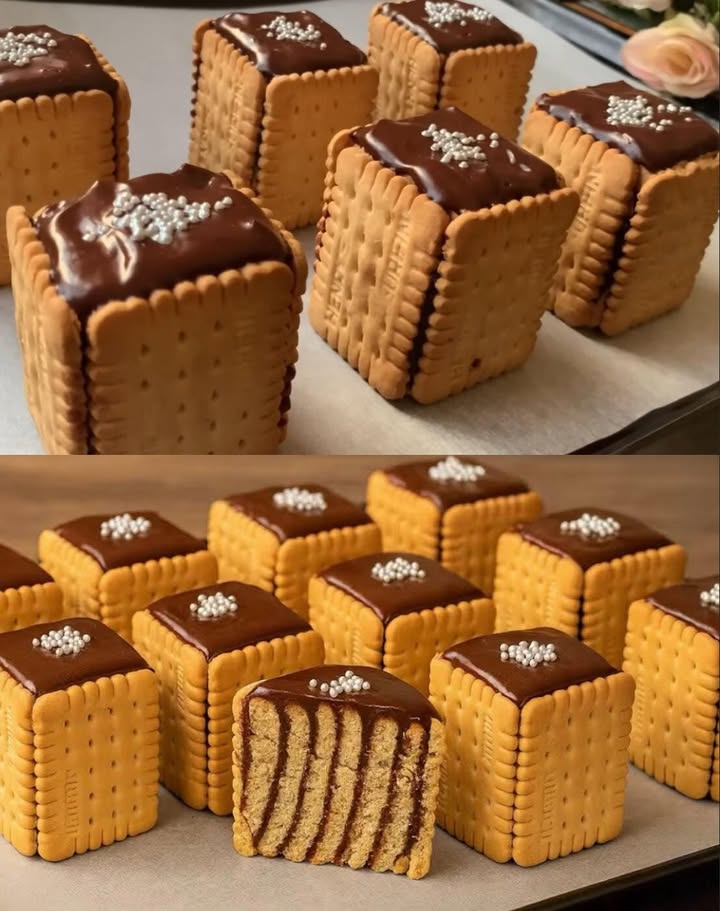 Rețetă de 10 minute pentru CUBURI CU CIOCOLATĂ și biscuiți Desert rapid și gustos.