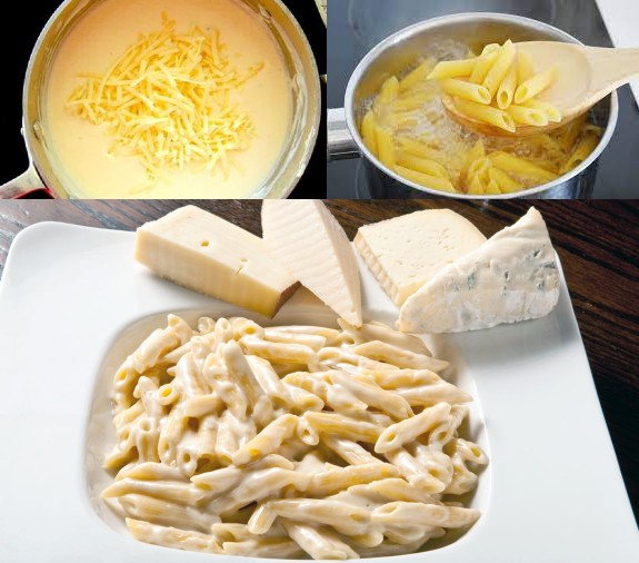 Paste în sos cremos de usturoi cu brânză