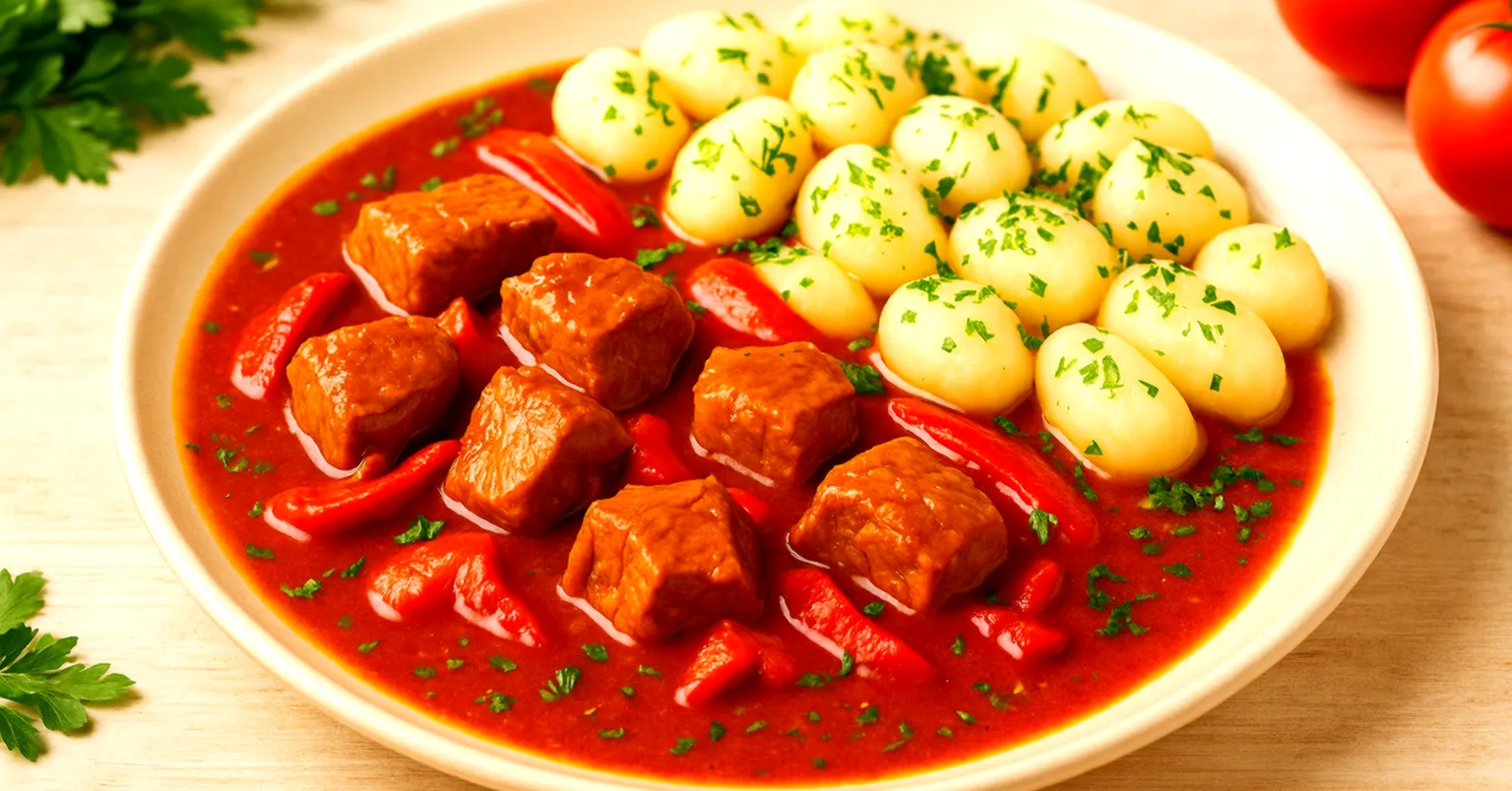 Cel mai bun porc cu paprika și găluște: Carnea se va topi în gură! (REŢETĂ)