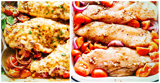 Gratin simplu de legume cu mozzarella și piept de pui