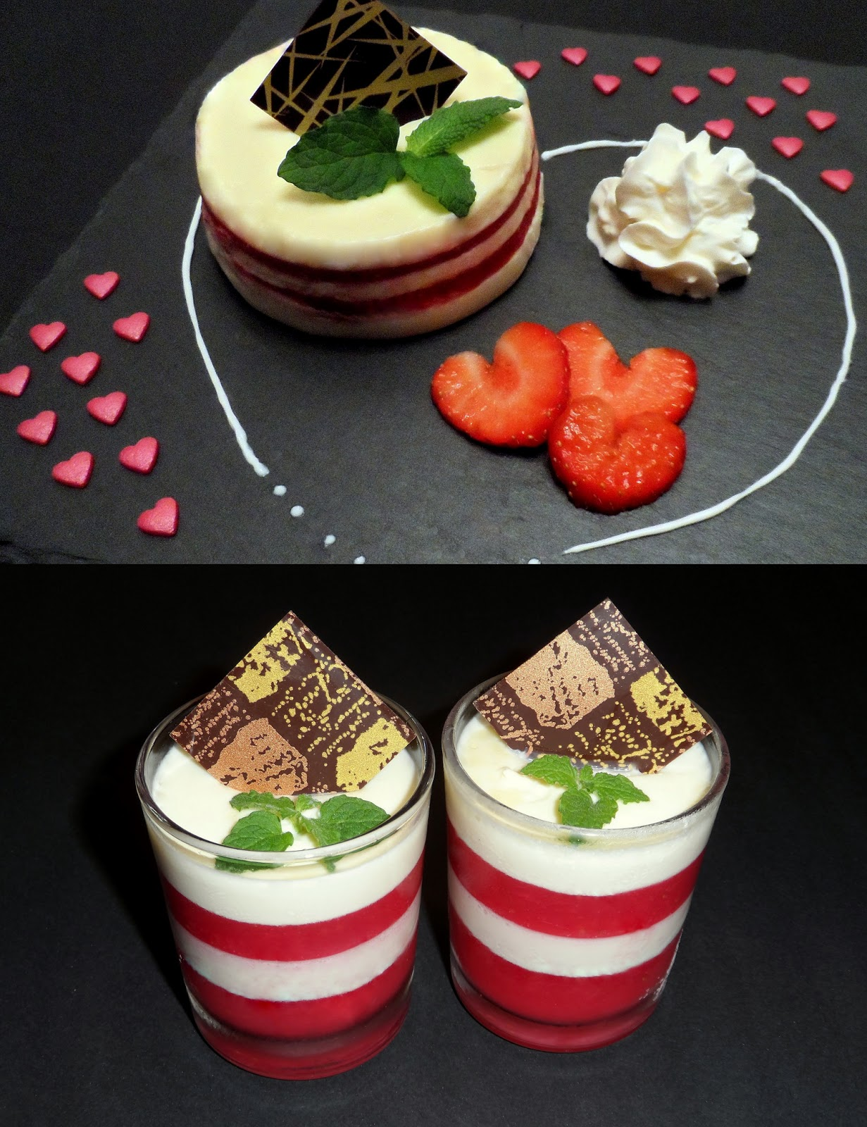 Panna Cotta cu căpșuni și piure de fructe