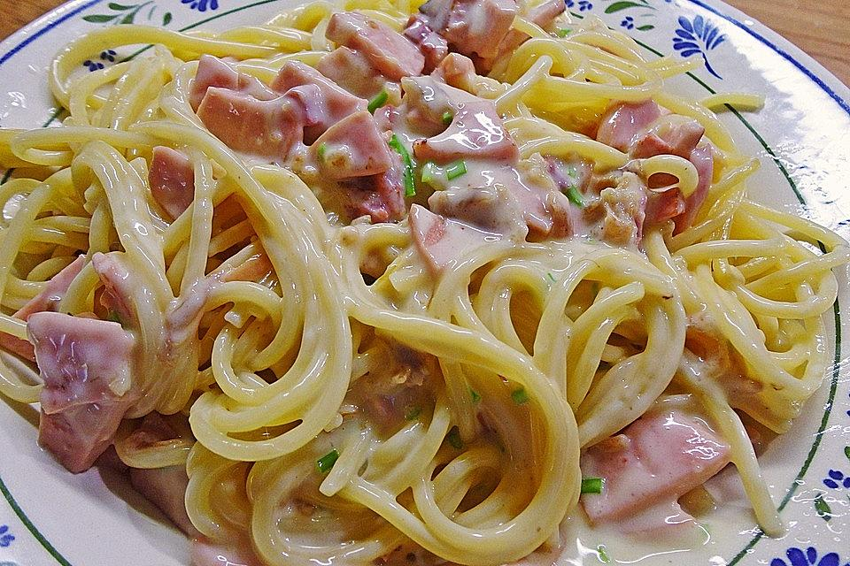 Spaghete cu șuncă – smântână – sos