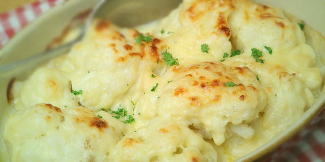 Budincă cu conopidă și mozzarella – Low-Carb