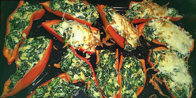 Mini ardei iuți umpluți cu spanac, ușori și de vară (Low-Carb, Logi, SiS)