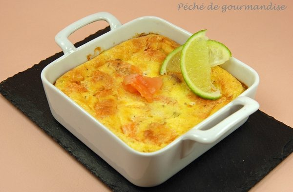 Clafoutis cu somon afumat și lime