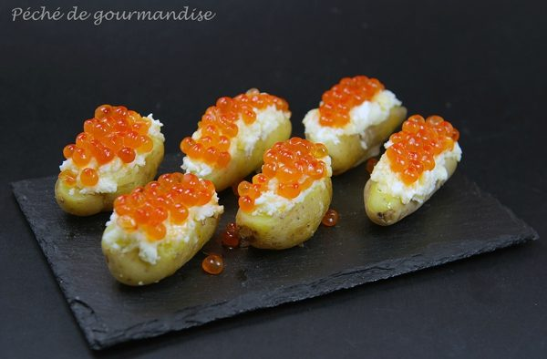 Cartofi cu wasabi și icre de somon