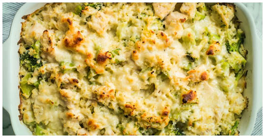 Gratin simplu de pui cu broccoli și paste