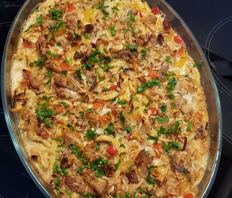 Gyros-spätzle la cuptor