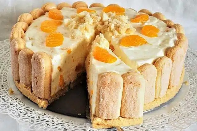 Tort Philadelphia cu mandarine și pișcoturi fără coacere – Rețetă