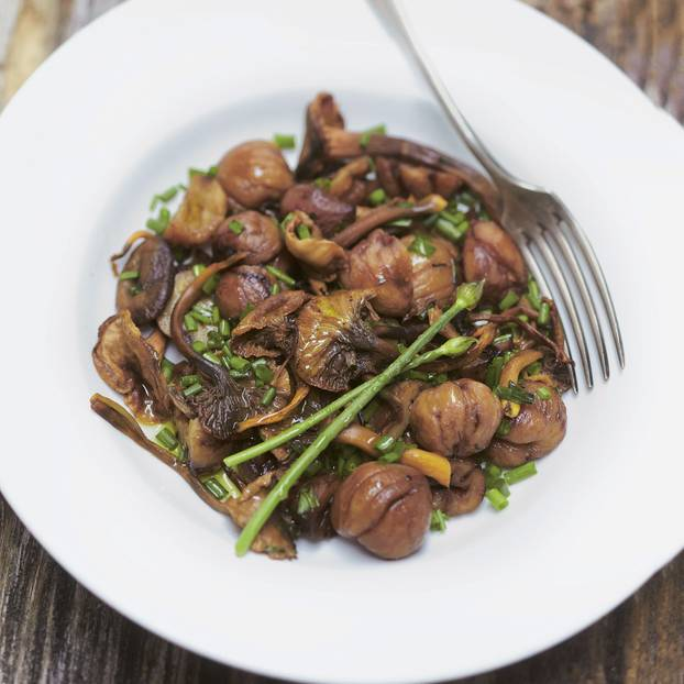 Fricasée de ciuperci de pădure și castane
